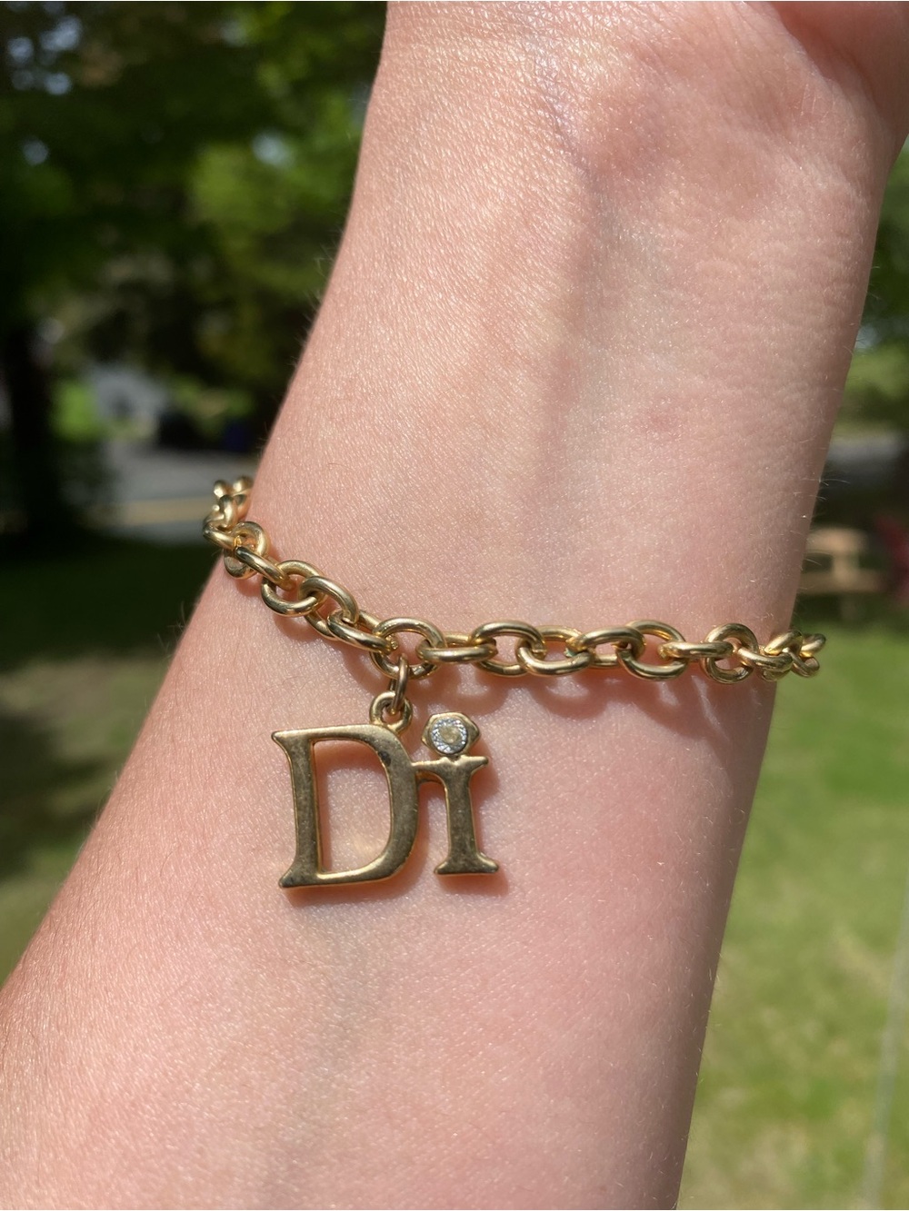 VTG Diamonds International Gold Charm Chain Bracelet with 'Di' Charm